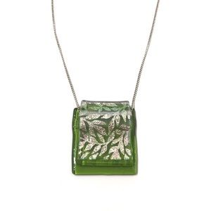 Handmade Green Glass Pendant Sterling Chain